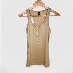 Tan Henley Tank Top